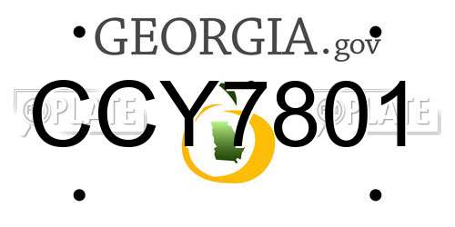 CCY7801 Georgia License Plate