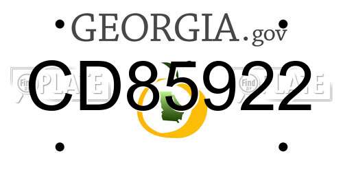 CD85922 Georgia License Plate
