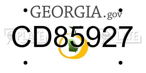 CD85927 Georgia License Plate