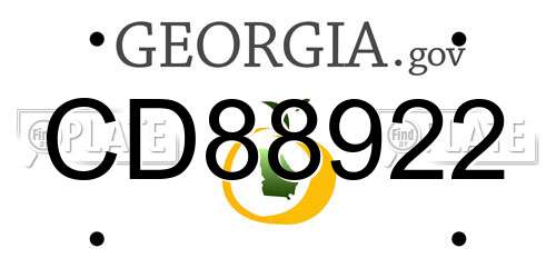 CD88922 Georgia License Plate