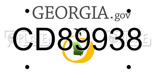 CD89938 Georgia License Plate