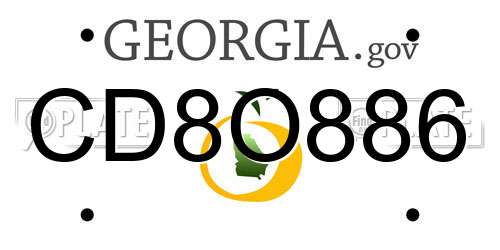 CD8O886 Georgia License Plate