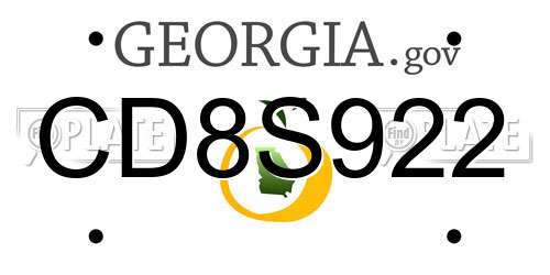 CD8S922 Georgia License Plate
