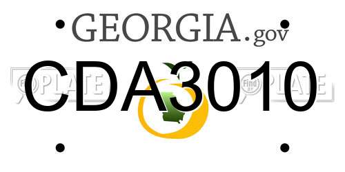 CDA3010 Georgia License Plate