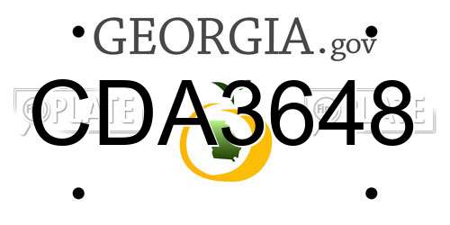 CDA3648 Georgia License Plate