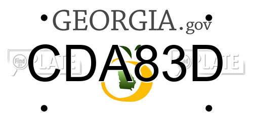 CDA83D Georgia License Plate