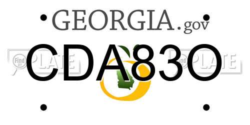 CDA83O Georgia License Plate
