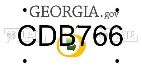 CDB766 Georgia License Plate