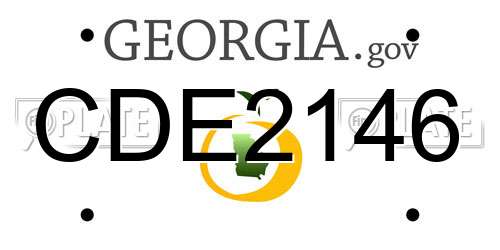 CDE2146 Georgia License Plate