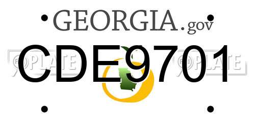 CDE9701 Georgia License Plate