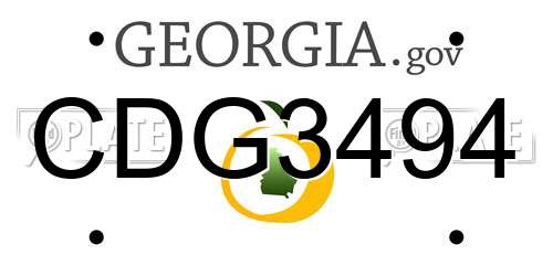 CDG3494 Georgia License Plate