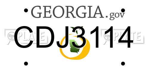 CDJ3114 Georgia License Plate