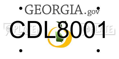 CDL8001 Georgia License Plate