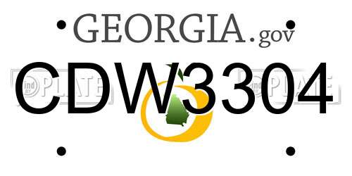CDW3304 Georgia License Plate
