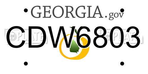 CDW6803 Georgia License Plate