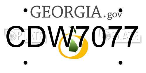 CDW7077 Georgia License Plate