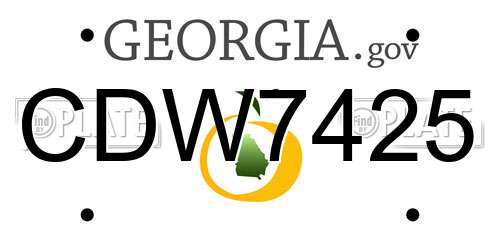 CDW7425 Georgia License Plate