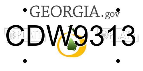 CDW9313 Georgia License Plate