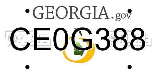 CE0G388 Georgia License Plate