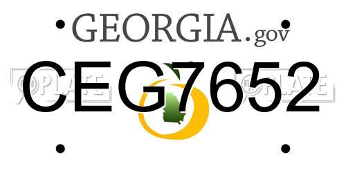 CEG7652 Georgia License Plate