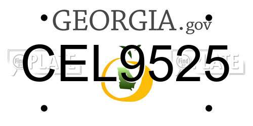 CEL9525 Georgia License Plate