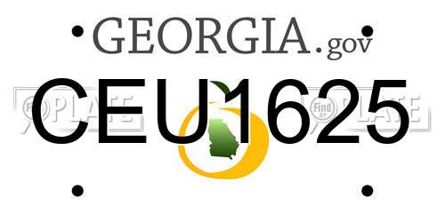 CEU1625 Georgia License Plate