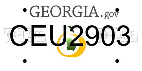 CEU2903 Georgia License Plate