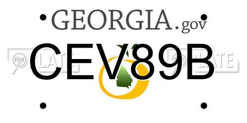 CEV89B Georgia License Plate