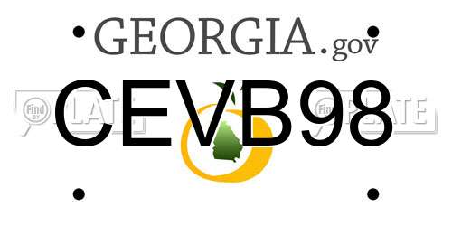 CEVB98 Georgia License Plate