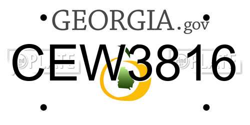 CEW3816 Georgia License Plate