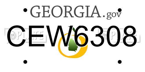 CEW6308 Georgia License Plate