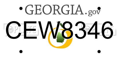 CEW8346 Georgia License Plate