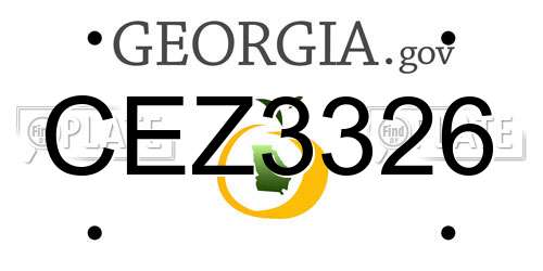 CEZ3326 Georgia License Plate