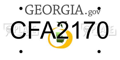 CFA2170 Georgia License Plate