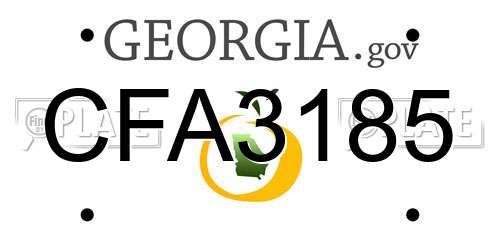CFA3185 Georgia License Plate