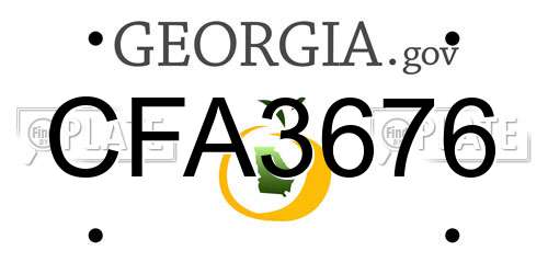 CFA3676 Georgia License Plate