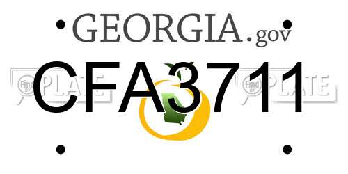 CFA3711 Georgia License Plate