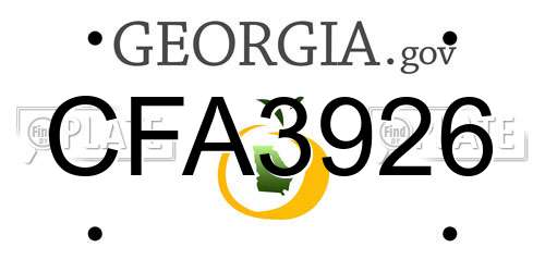 CFA3926 Georgia License Plate