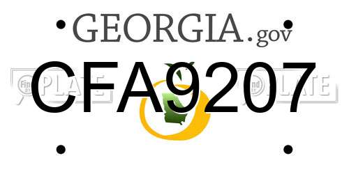 CFA9207 Georgia License Plate