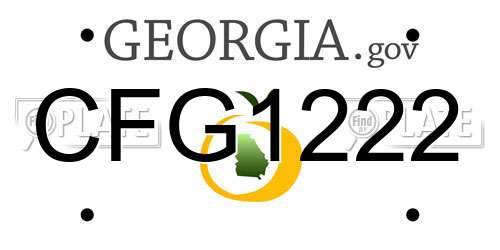 CFG1222 Georgia License Plate