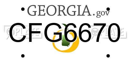 CFG6670 Georgia License Plate