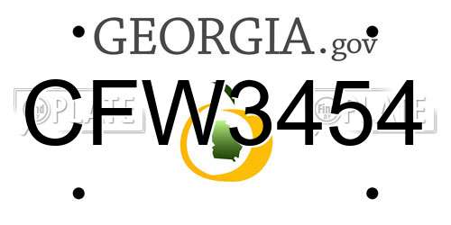 CFW3454 Georgia License Plate