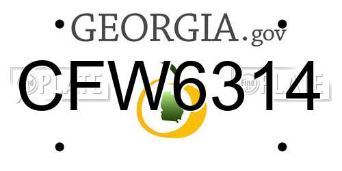 CFW6314 Georgia License Plate