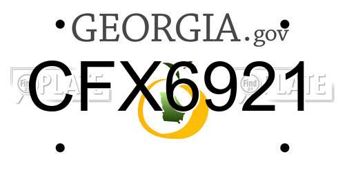CFX6921 Georgia License Plate