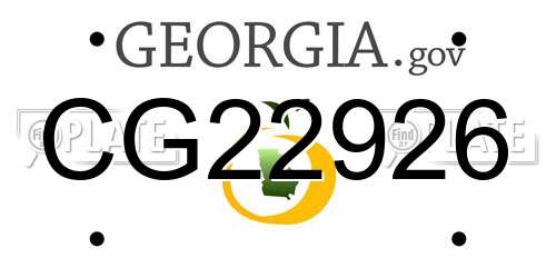 CG22926 Georgia License Plate