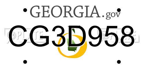CG3D958 Georgia License Plate
