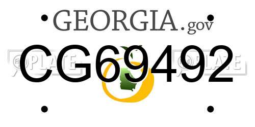 CG69492 Georgia License Plate