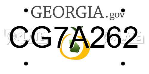 CG7A262 Georgia License Plate