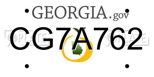 CG7A762 Georgia License Plate