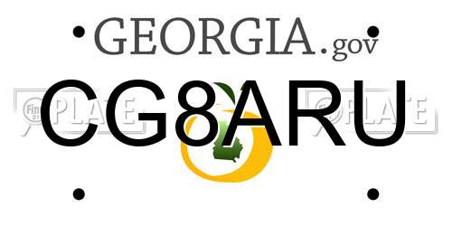 CG8ARU Georgia License Plate